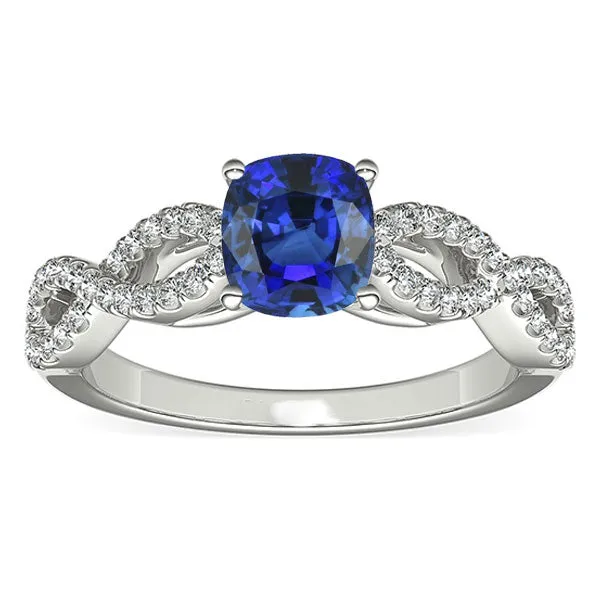 HarryChadEntcom Rings Natural Earth Mined Diamond Cushion Blue Sapphire Gemstone Ring Infinity Style 3 Carats