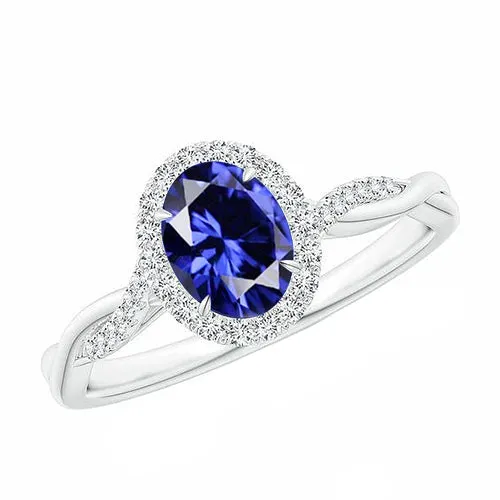 HarryChadEntcom Rings Natural Earth Mined Diamond Halo Ring 425 Carats Oval Blue Sapphire Sparkling White Gold HarryChadEntcom Rings Natural Earth Mined Diamond Halo Ring 425 Carats Oval Blue Sapphire Sparkling White Gold