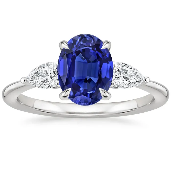 HarryChadEntcom Rings Natural Earth Mined Diamond Three Stone Ring Oval Cut Ceylon Sapphire 350 Carats HarryChadEntcom Rings Natural Earth Mined Diamond Three Stone Ring Oval Cut Ceylon Sapphire 350 Carats