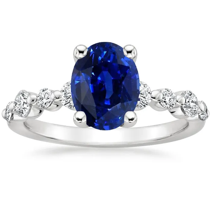 HarryChadEntcom Rings Oval Ceylon Sapphire Wedding Ring With Round Natural Earth Mined Diamonds Accents 5 Carats HarryChadEntcom Rings Oval Ceylon Sapphire Wedding Ring With Round Natural Earth Mined Diamonds Accents 5 Carats