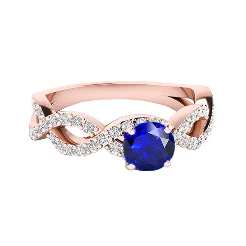 HarryChadEntcom Rings Rose Gold Round Natural Earth Mined Diamond Ceylon Sapphire Engagement Ring 450 Carats HarryChadEntcom Rings Rose Gold Round Natural Earth Mined Diamond Ceylon Sapphire Engagement Ring 450 Carats