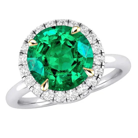 HarryChadEntcom Rings Round Green Emerald Engagement Ring Gemstone Jewelry