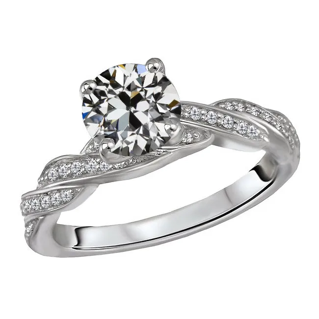 HarryChadEntcom Rings Round Old Miner Natural Earth Mined Diamond Ring Twisted Shank White Gold 450 Carats HarryChadEntcom Rings Round Old Miner Natural Earth Mined Diamond Ring Twisted Shank White Gold 450 Carats