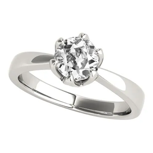 HarryChadEntcom Rings Solitaire Ring Old Cut Natural Earth Mined Diamond 6 Prong Set Gold 150 Carats Tapered Shank HarryChadEntcom Rings Solitaire Ring Old Cut Natural Earth Mined Diamond 6 Prong Set Gold 150 Carats Tapered Shank