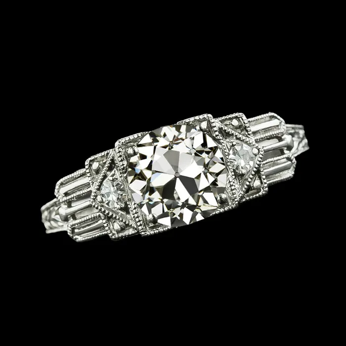 HarryChadEntcom Rings Vintage Style Three Stone Ring Old Cut Round Natural Earth Mined Diamonds 225 Carats HarryChadEntcom Rings Vintage Style Three Stone Ring Old Cut Round Natural Earth Mined Diamonds 225 Carats
