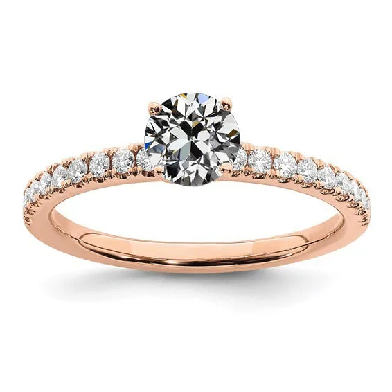 HarryChadEntcom Solitaire Ring With Accents Round Old Cut Natural Earth Mined Diamond 3 Carats Rose Gold Rings HarryChadEntcom Solitaire Ring With Accents Round Old Cut Natural Earth Mined Diamond 3 Carats Rose Gold Rings