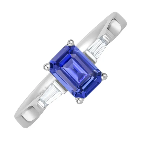 HarryChadEntcom Three Stone Ring Emerald Sapphire Tapered Baguette Natural Earth Mined Diamonds 3 Carats Rings