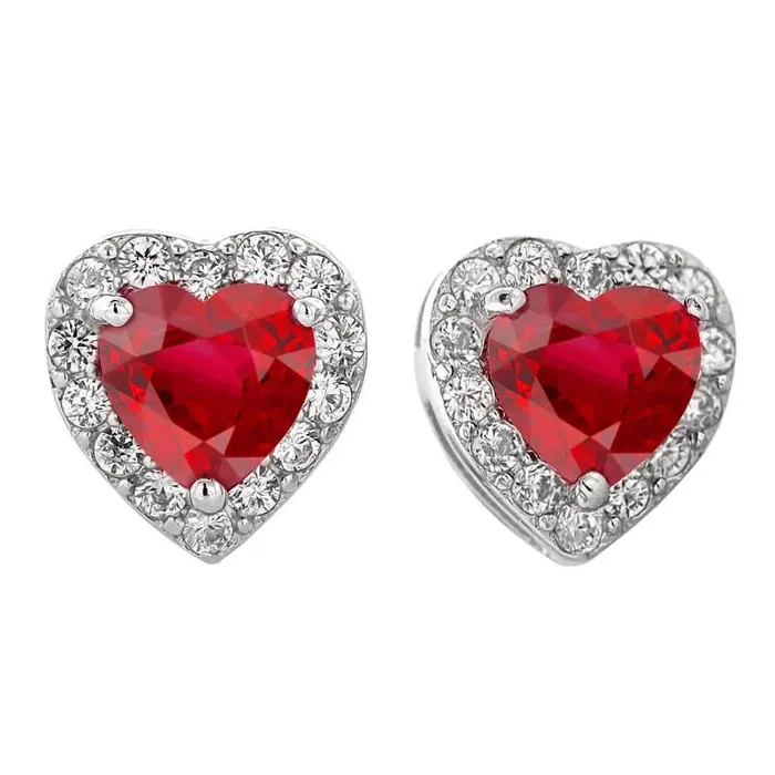 Heart Cut Ruby Round Natural Earth Mined Diamond 6 Carats Stud Earrings White Gold 14K GB Earrings Heart Cut Ruby Round Natural Earth Mined Diamond 6 Carats Stud Earrings White Gold 14K GB Earrings
