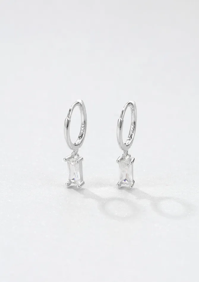 Hey Happiness Earrings Baguette Gemstone Huggie Earrings Sterling Silver Hey Happiness Earrings Baguette Gemstone Huggie Earrings Sterling Silver
