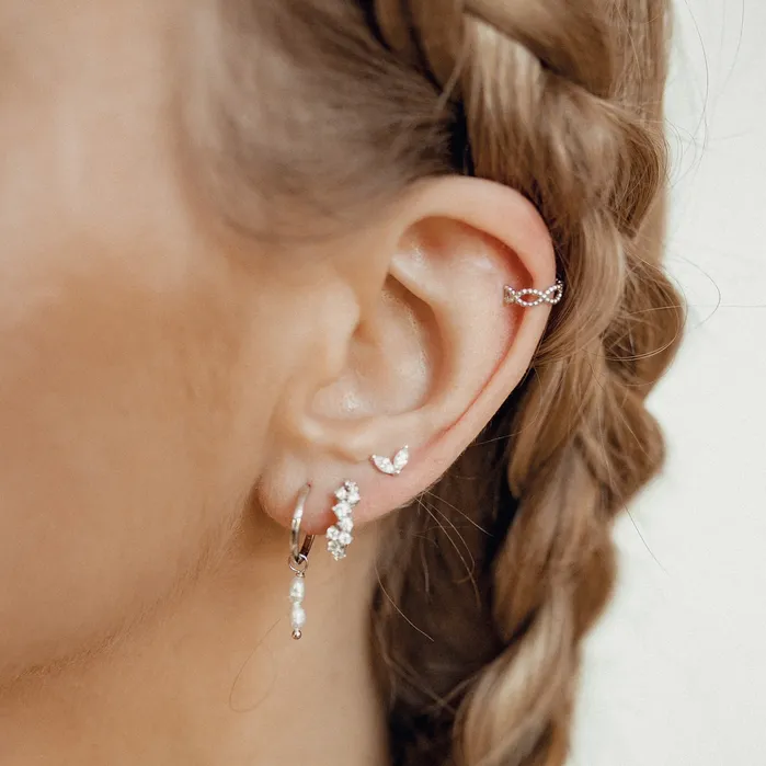 Hey Happiness Earrings Double Helix Ear Cuff Sterling Silver Hey Happiness Earrings Double Helix Ear Cuff Sterling Silver