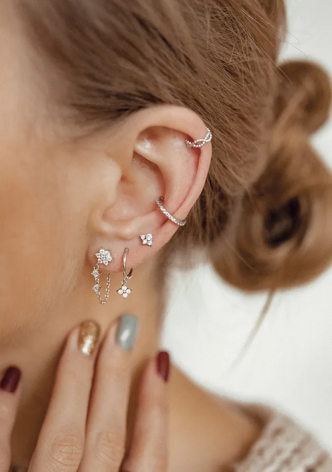 Hey Happiness Earrings Double Helix Ear Cuff Sterling Silver Hey Happiness Earrings Double Helix Ear Cuff Sterling Silver