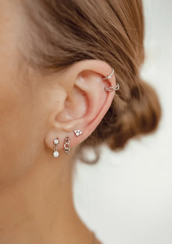 Hey Happiness Earrings Double Helix Ear Cuff Sterling Silver Hey Happiness Earrings Double Helix Ear Cuff Sterling Silver