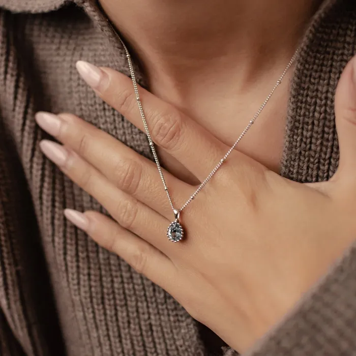Hey Happiness Necklaces December Blue Topaz Birthstone Necklace Sterling Silver Hey Happiness Necklaces December Blue Topaz Birthstone Necklace Sterling Silver