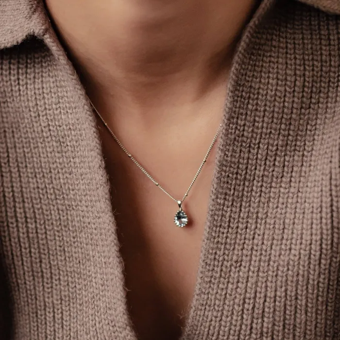 Hey Happiness Necklaces December Blue Topaz Birthstone Necklace Sterling Silver Hey Happiness Necklaces December Blue Topaz Birthstone Necklace Sterling Silver