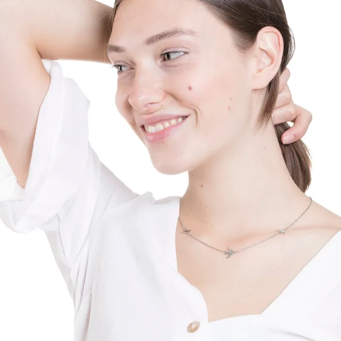 Hey Happiness Necklaces Flying Birds Necklace Silver Hey Happiness Necklaces Flying Birds Necklace Silver