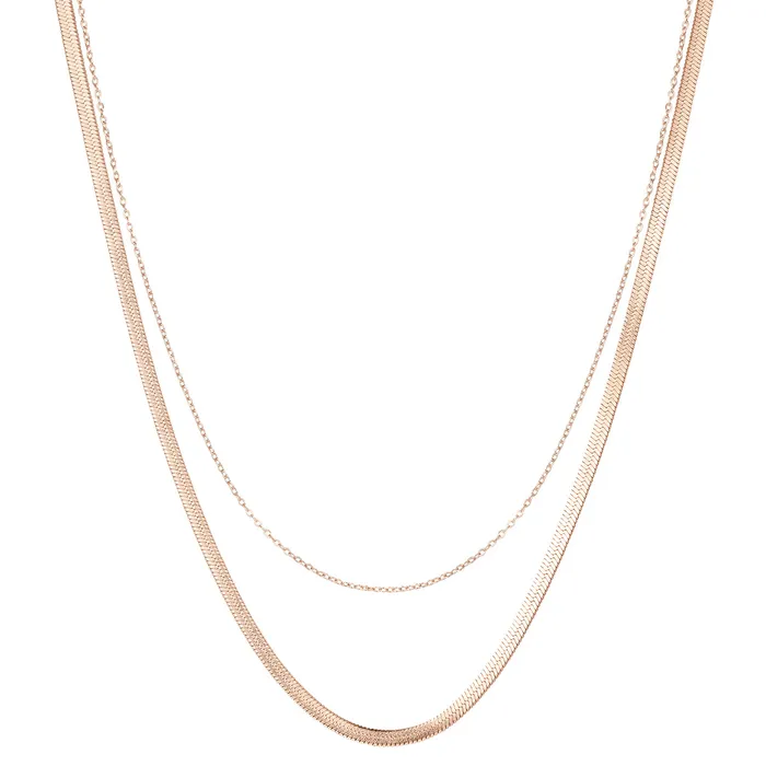 Hey Happiness Necklaces Mixed Snake and Cable Chain Necklace Rose Gold