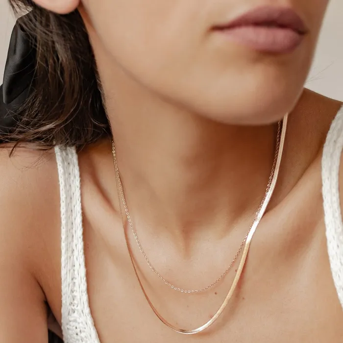 Hey Happiness Necklaces Mixed Snake and Cable Chain Necklace Rose Gold Hey Happiness Necklaces Mixed Snake and Cable Chain Necklace Rose Gold
