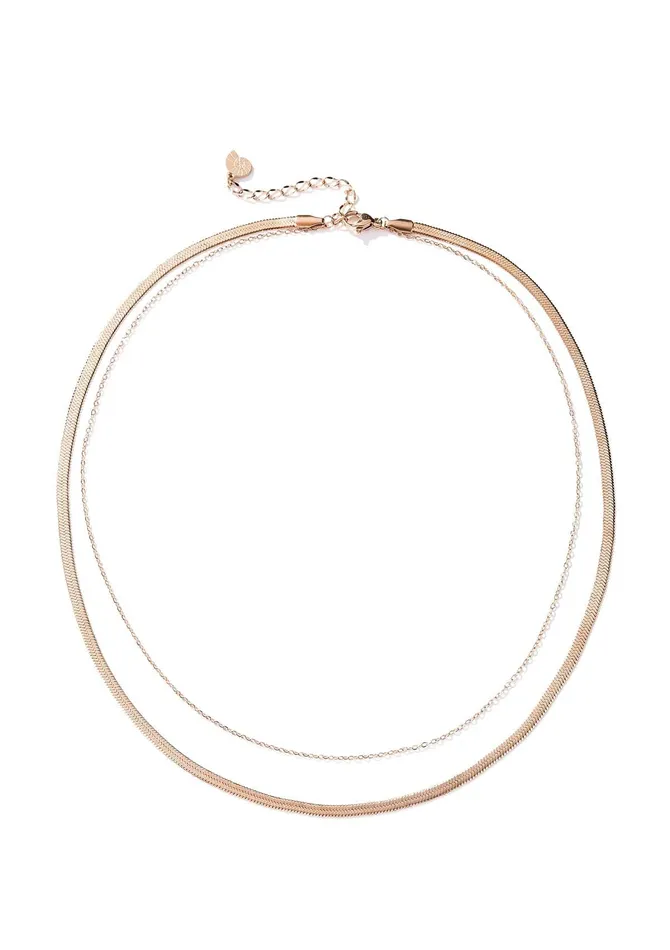 Hey Happiness Necklaces Mixed Snake and Cable Chain Necklace Rose Gold Hey Happiness Necklaces Mixed Snake and Cable Chain Necklace Rose Gold