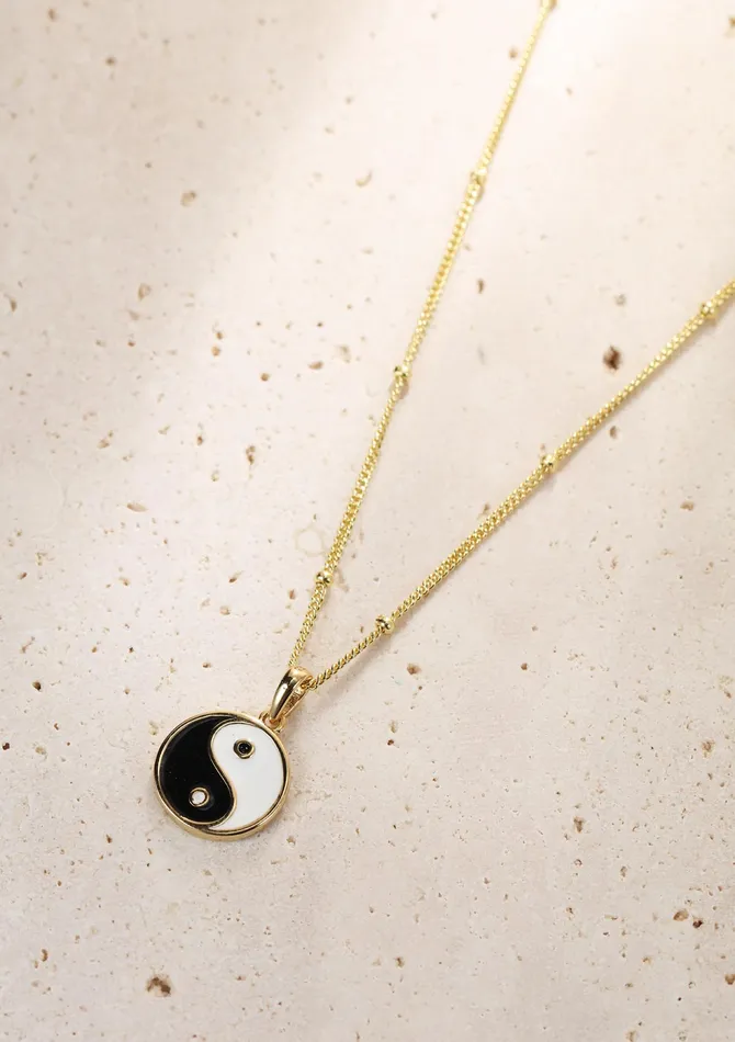 Hey Happiness Necklaces Yin Yang Pendant Necklace Sterling Silver Gold