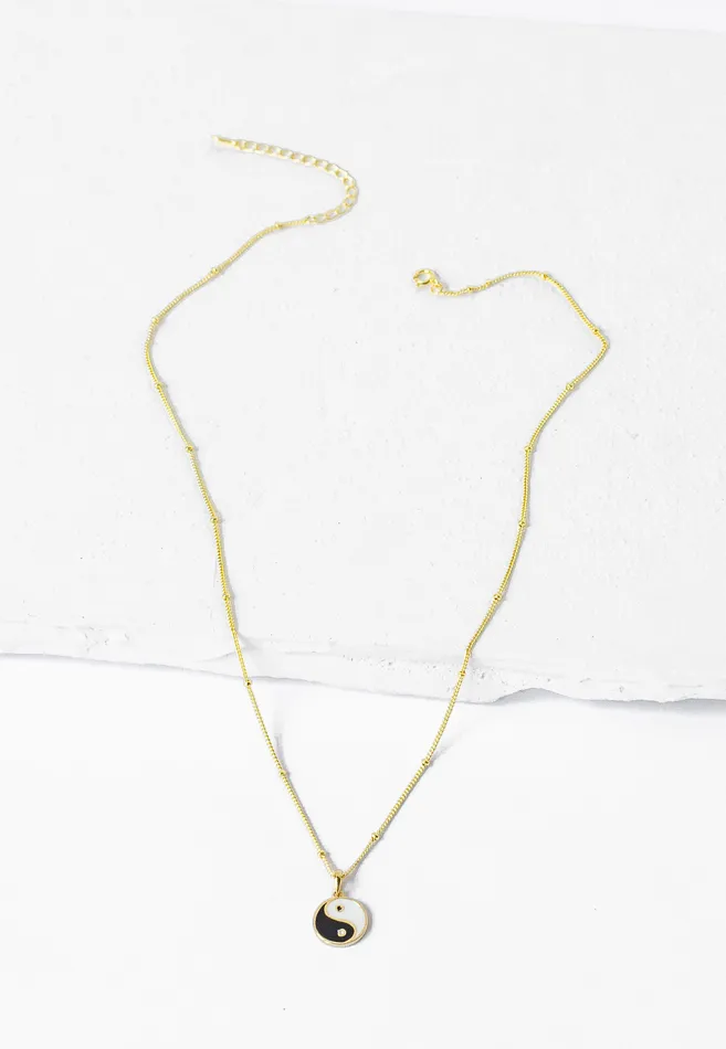 Hey Happiness Necklaces Yin Yang Pendant Necklace Sterling Silver Gold