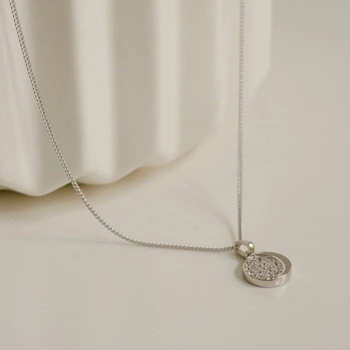 Hey Happiness Zirconia Moon Pendant Necklace Sterling Silver Necklaces