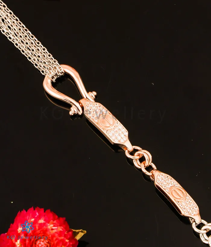 Imported Bracelets The Anchored Twotone Silver Rosegold Bracelet