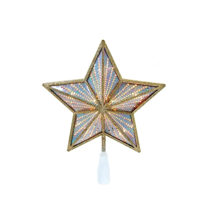 Kurt Adler Necklaces Kurt Adler 10Inch Gold And Iridescent Lighted Star Tree Topper Kurt Adler Necklaces Kurt Adler 10Inch Gold And Iridescent Lighted Star Tree Topper