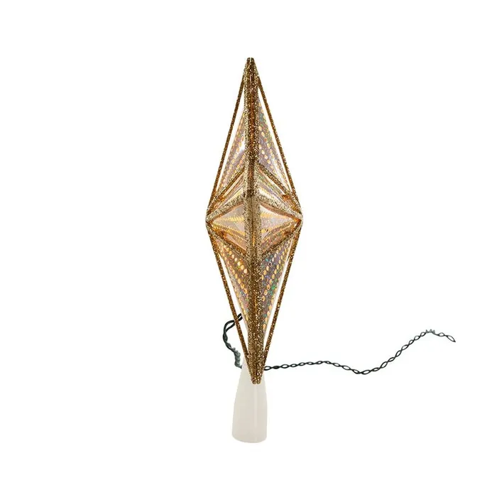 Kurt Adler Necklaces Kurt Adler 10Inch Gold And Iridescent Lighted Star Tree Topper Kurt Adler Necklaces Kurt Adler 10Inch Gold And Iridescent Lighted Star Tree Topper