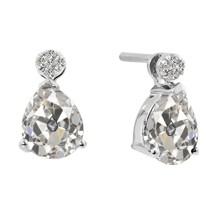 Ladies Stud Earrings 550 Ct Pear Round Old Cut Mined Diamonds HarryChadEntcom Earrings