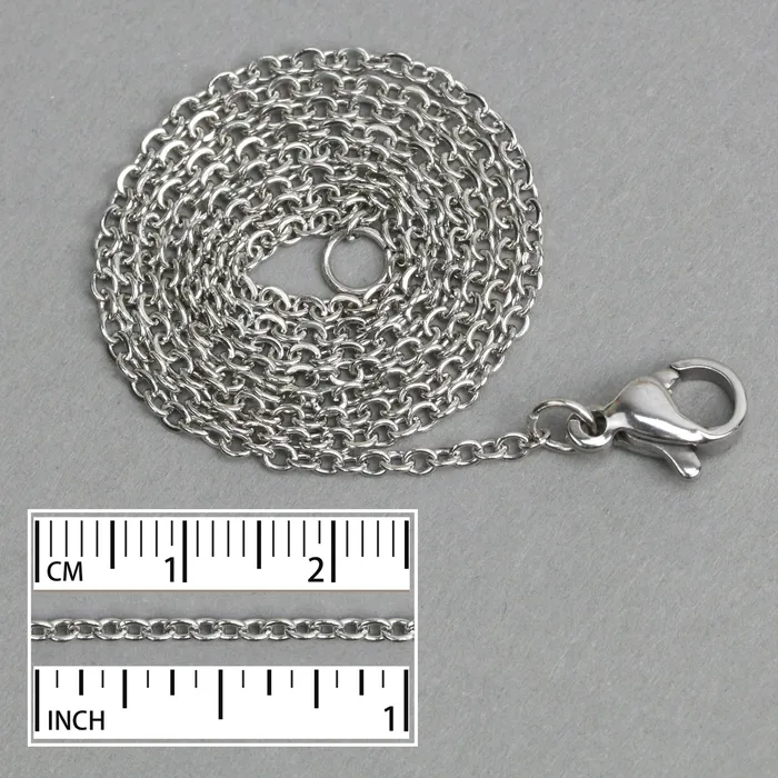 MB Bracelets Stainless Steel Rolo Chain 2mm with Clasp 18 Pack of 5