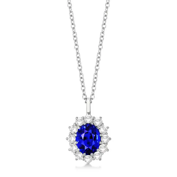 Natural Earth Mined Diamond Halo Oval Ceylon Sapphire Pendant Flower Style 2 Carats HarryChadEntcom Necklaces Natural Earth Mined Diamond Halo Oval Ceylon Sapphire Pendant Flower Style 2 Carats HarryChadEntcom Necklaces