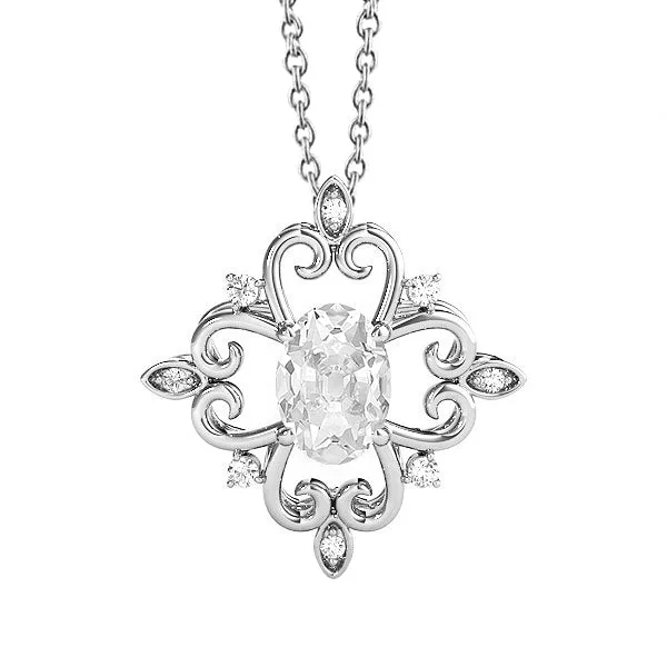 Natural Earth Mined Diamond Pendant Antique Style Round Oval Old Cut Prong Set 3 Carats HarryChadEntcom Necklaces Natural Earth Mined Diamond Pendant Antique Style Round Oval Old Cut Prong Set 3 Carats HarryChadEntcom Necklaces