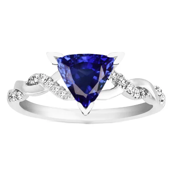 Natural Earth Mined Diamond Trillion V Prong Blue Sapphire Ring 2 Carats Twisted Style HarryChadEntcom Rings Natural Earth Mined Diamond Trillion V Prong Blue Sapphire Ring 2 Carats Twisted Style HarryChadEntcom Rings