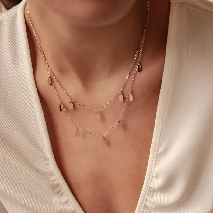 Necklaces Drop Charm Layered Necklace Waterproof Hey Happiness Necklaces Drop Charm Layered Necklace Waterproof Hey Happiness