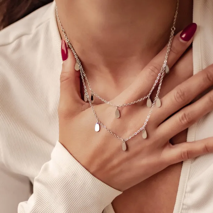 Necklaces Drop Charm Layered Necklace Waterproof Hey Happiness Necklaces Drop Charm Layered Necklace Waterproof Hey Happiness