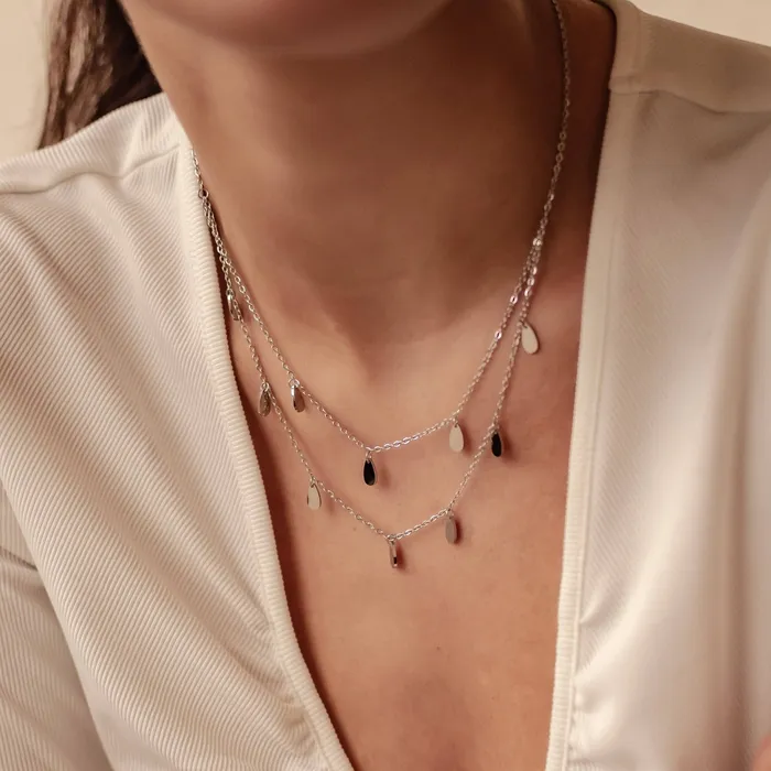 Necklaces Drop Charm Layered Necklace Waterproof Hey Happiness Necklaces Drop Charm Layered Necklace Waterproof Hey Happiness