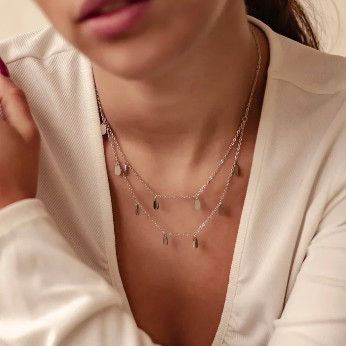 Necklaces Drop Charm Layered Necklace Waterproof Hey Happiness Necklaces Drop Charm Layered Necklace Waterproof Hey Happiness