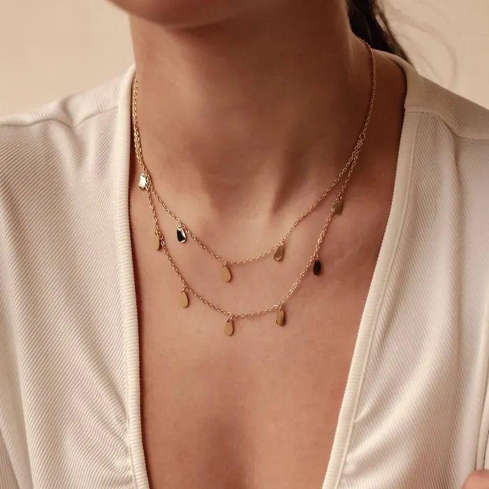Necklaces Drop Charm Layered Necklace Waterproof Hey Happiness Necklaces Drop Charm Layered Necklace Waterproof Hey Happiness