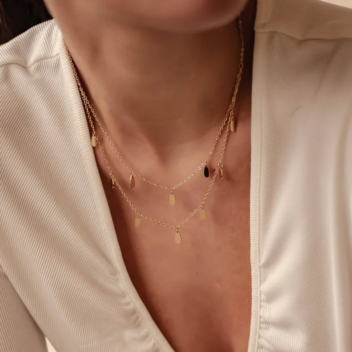 Necklaces Drop Charm Layered Necklace Waterproof Hey Happiness Necklaces Drop Charm Layered Necklace Waterproof Hey Happiness