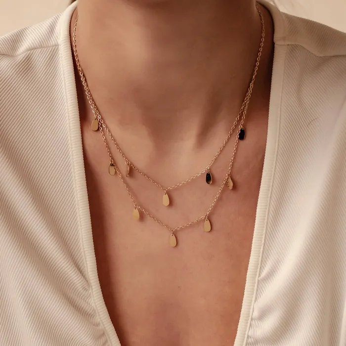 Necklaces Drop Charm Layered Necklace Waterproof Hey Happiness Necklaces Drop Charm Layered Necklace Waterproof Hey Happiness