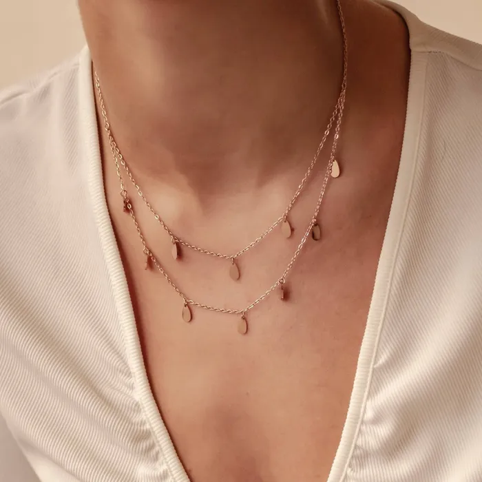 Necklaces Drop Charm Layered Necklace Waterproof Hey Happiness Necklaces Drop Charm Layered Necklace Waterproof Hey Happiness