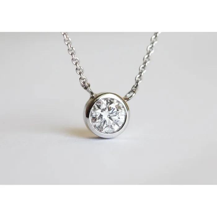 Necklaces GB 15 Ct Solitaire Natural Earth Mined Diamond Bezel Set Pendant With Chain Necklaces GB 15 Ct Solitaire Natural Earth Mined Diamond Bezel Set Pendant With Chain