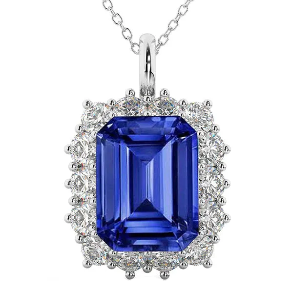 Necklaces HarryChadEntcom Heirloom Halo Emerald Sapphire Pendant