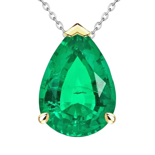 Necklaces HarryChadEntcom Pear Cut Green Emerald Solitaire Pendant