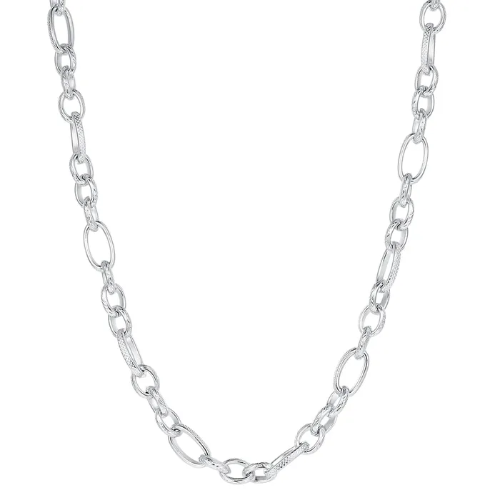 Necklaces Hey Happiness Chunky Oval Figaro Chain Necklace Silver