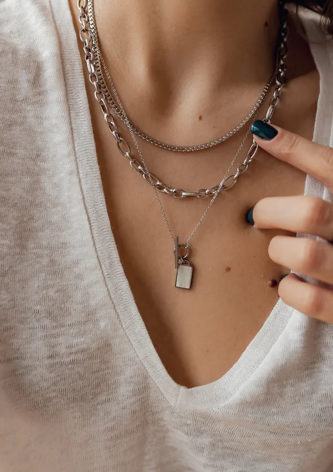 Necklaces Hey Happiness Chunky Oval Figaro Chain Necklace Silver Necklaces Hey Happiness Chunky Oval Figaro Chain Necklace Silver