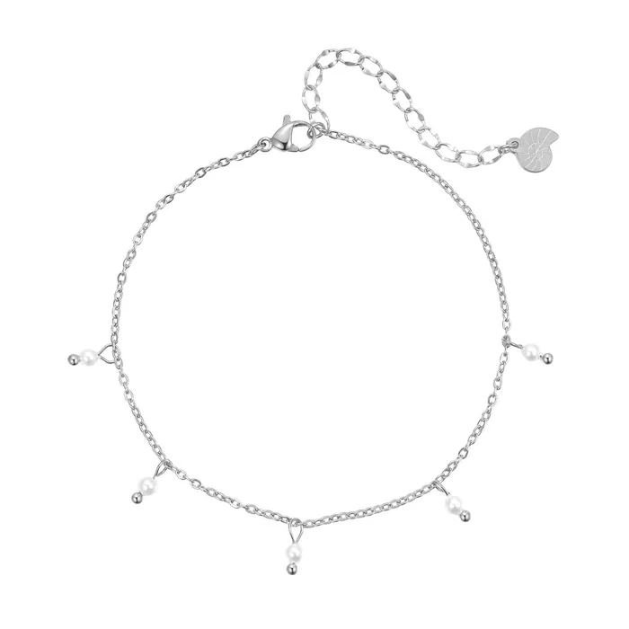 Necklaces Hey Happiness Cinque Pearl Chain Anklet Silver