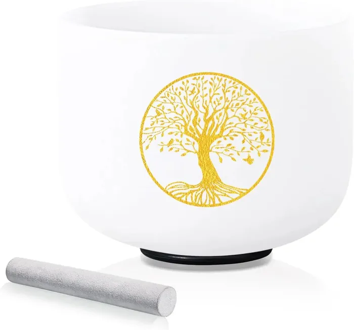 Necklaces Life Changing Energy 432HZ 8 Inch Tree of Life Crystal Singing Bowl F Note