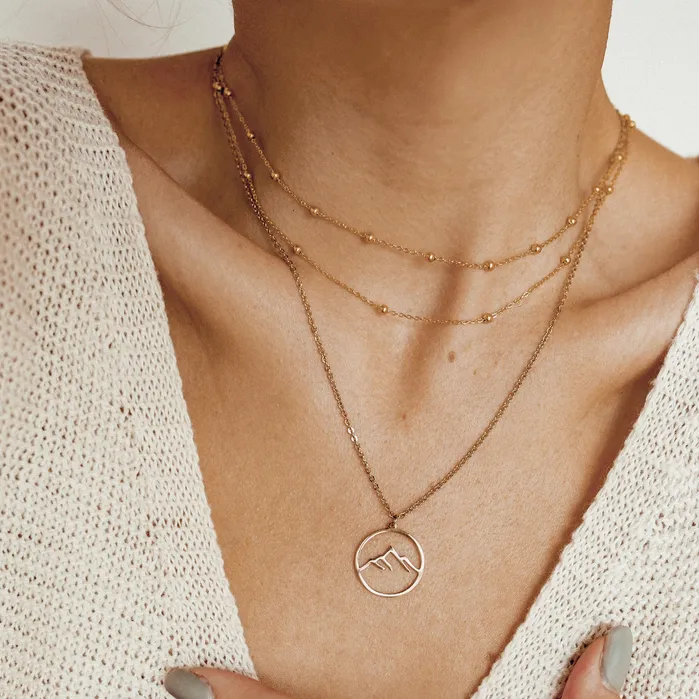 Necklaces Mountain Necklace Rose Gold Hey Happiness Necklaces Mountain Necklace Rose Gold Hey Happiness