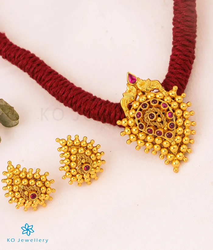 Necklaces Silversmith The Amravana Silver Paisley Thread Necklace Maroon